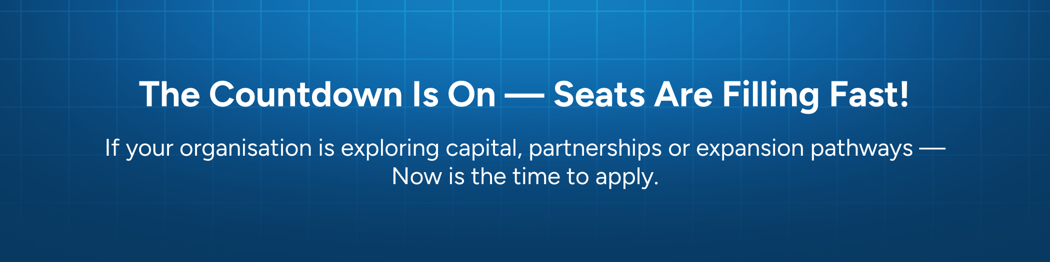 The Countdown is On - Seats are filling fast
